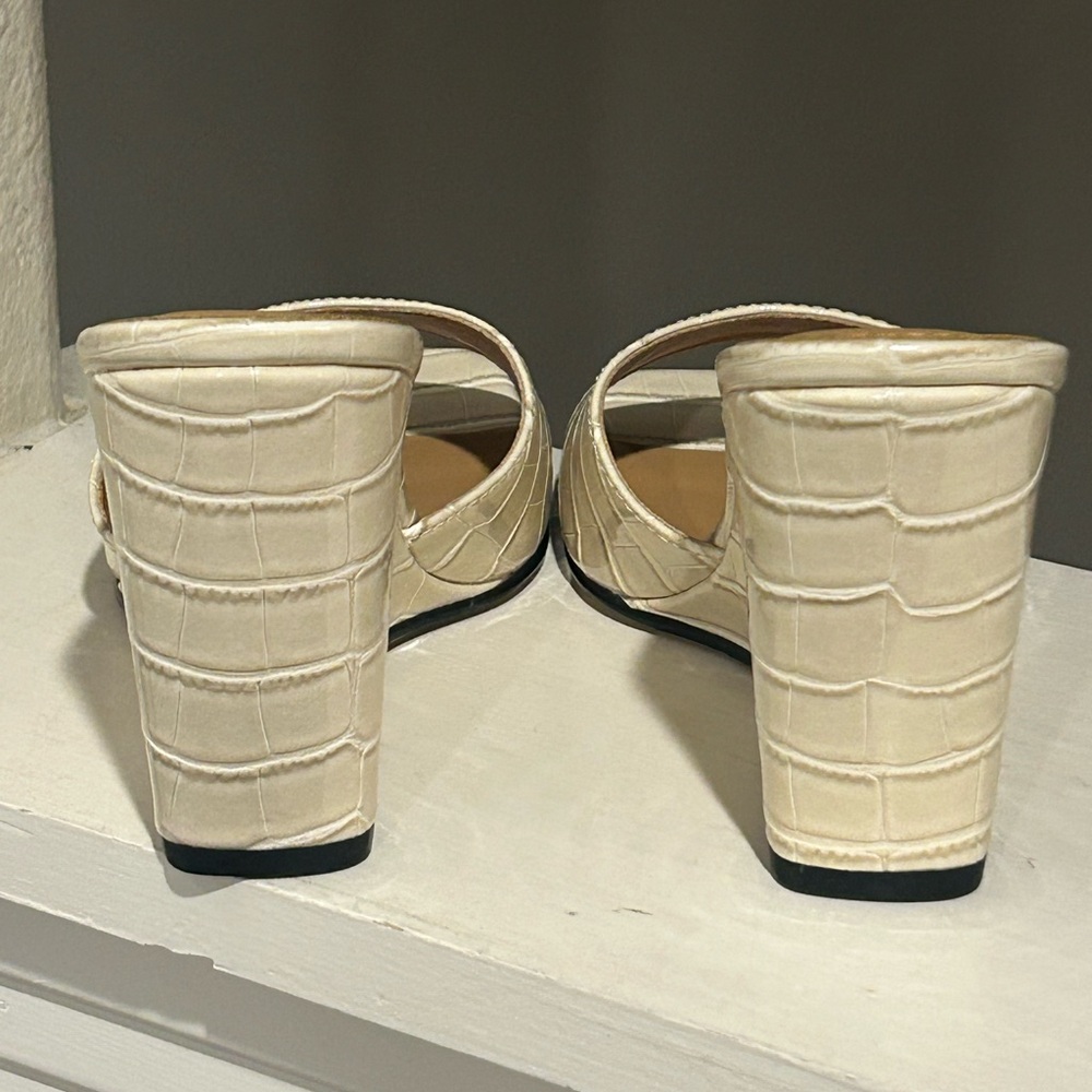 Lisa Vicky Adore-V Croco Wedge Sandals Womens 6.5M Cream Corcodile Croco NEW - Picture 7 of 10